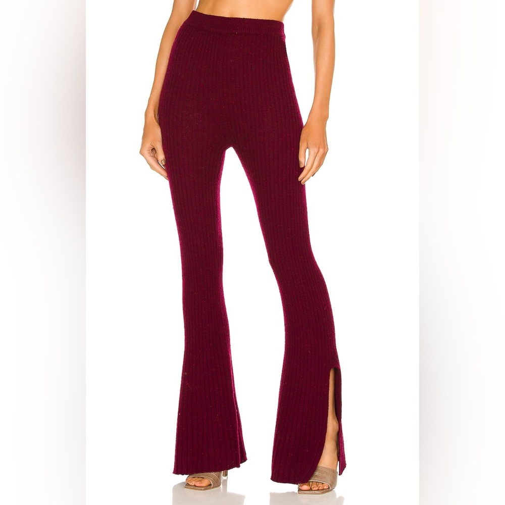 Something Navy Ribbed Knitted Flare Pants Cashmere